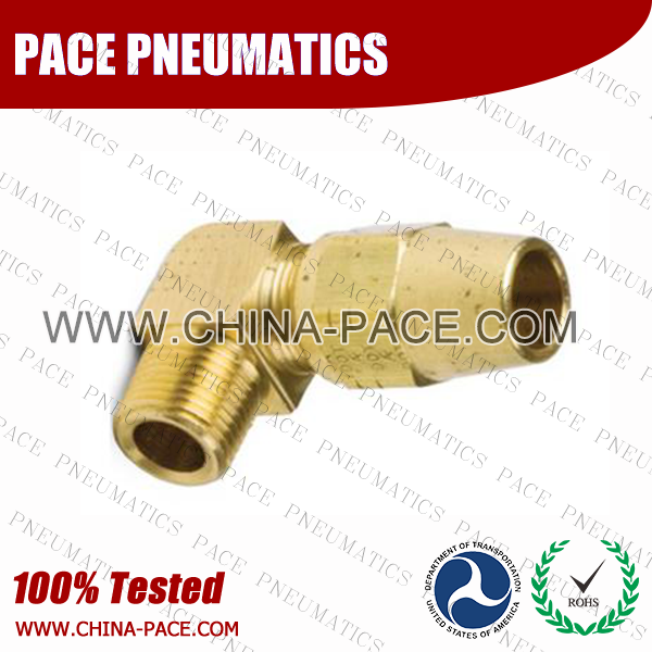 AB Series DOT air brake fittings For Copper Tubing, Male Elbow, Parker Air brake compression fittings, DOT Brass Fittings, DOT Air Brake Fittings, DOT Approved Brass Air Fittings